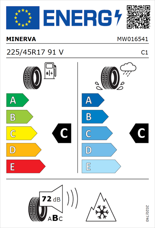 Tyre Label for Minerva Frostrack HP 225/45R17 91V