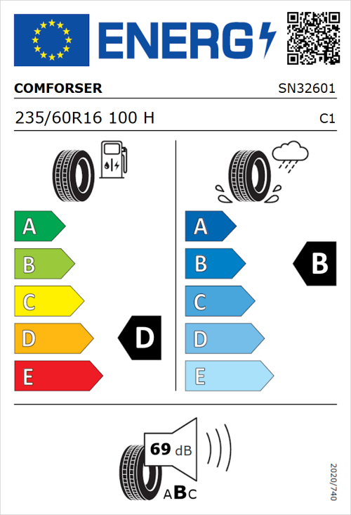 Tyre Label for Comforser CF510 235/60R16 100H